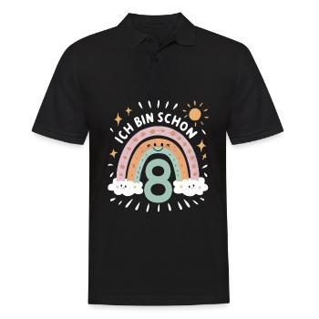 8. Geburtstag Geburtstagsshirt Regenbogen Wolke - Männer Poloshirt - Schwarz - Vorne - Kai (181cm)