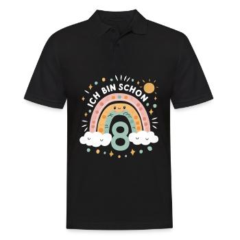 8. Geburtstag Geburtstagsshirt Regenbogen Wolke - Männer Poloshirt - Schwarz - Vorne - Kai (181cm)