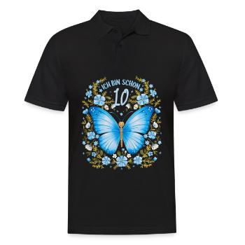 Fête d’anniversaire des enfants 10e anniversaire papillon - Polo Homme - noir - Devant - Kai (181cm)