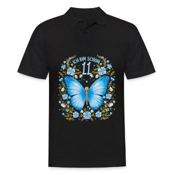 Fête d’anniversaire des enfants papillon 11e anniversaire - Polo Homme - noir - Devant - Kai (181cm)