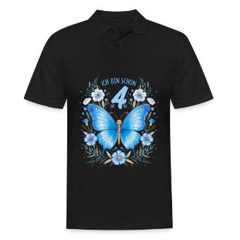 4th Birthday Butterfly Children's Birthday Party - Men's Polo Shirt - black - Front - Kai (181cm)