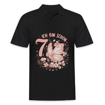 Fête d’anniversaire des enfants papillon 7e anniversaire - Polo Homme - noir - Devant - Kai (181cm)