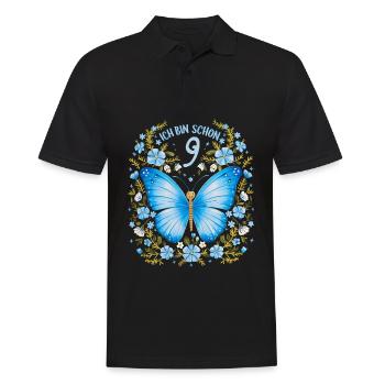 9e anniversaire papillon fête d’anniversaire des enfants - Polo Homme - noir - Devant - Kai (181cm)