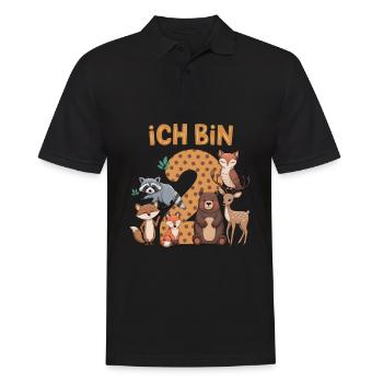 2ème anniversaire 2 ans Animaux de la forêt Animaux de la forêt - Polo Homme - noir - Devant - Kai (181cm)