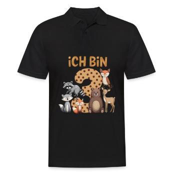3ème anniversaire 3 ans Animaux de la forêt Animaux de la forêt - Polo Homme - noir - Devant - Kai (181cm)