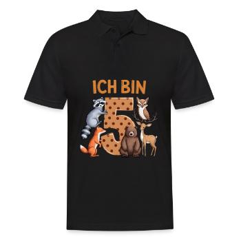 5ème Anniversaire 5 Ans Animaux de la Forêt Animaux de la Forêt - Polo Homme - noir - Devant - Kai (181cm)