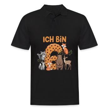 6e anniversaire 6 ans Animaux de la forêt Animaux de la forêt - Polo Homme - noir - Devant - Kai (181cm)
