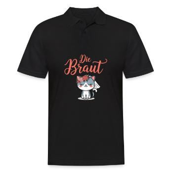 Bride Bride To Be Cat Kitten Engagement Bachelor Party - Men's Polo Shirt - black - Front - Kai (181cm)