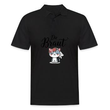 Bride Bride To Be Cat Kitten Engagement Bachelor Party - Men's Polo Shirt - black - Front - Kai (181cm)