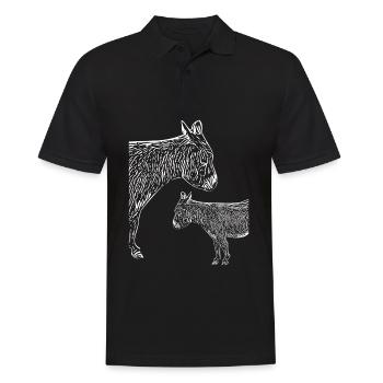 Deux petits ânes en peluche à oreilles longues - Polo Homme - noir - Devant - Kai (181cm)