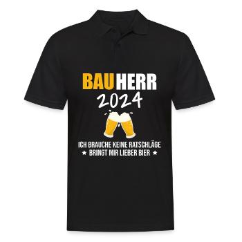 Bauherr 2024 Hausbau Neubau Baustelle Richtfest - Männer Poloshirt - Schwarz - Vorne - Kai (181cm)