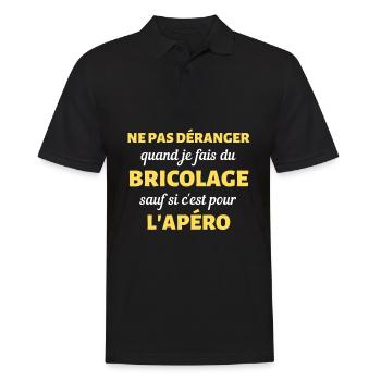 t shirt ne pas deranger bricolage apero humour - Polo Homme - noir - Devant - Kai (181cm)