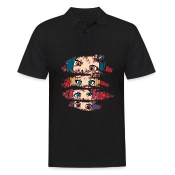 Anime Girl Eyes - Japan Art Waifu Motif - Polo Homme - noir - Devant - Kai (181cm)