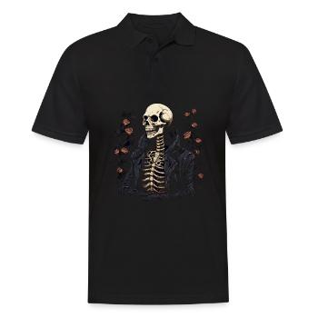 Halloween Skelett Mit Rosen - Männer Poloshirt - Schwarz - Vorne - Kai (181cm)