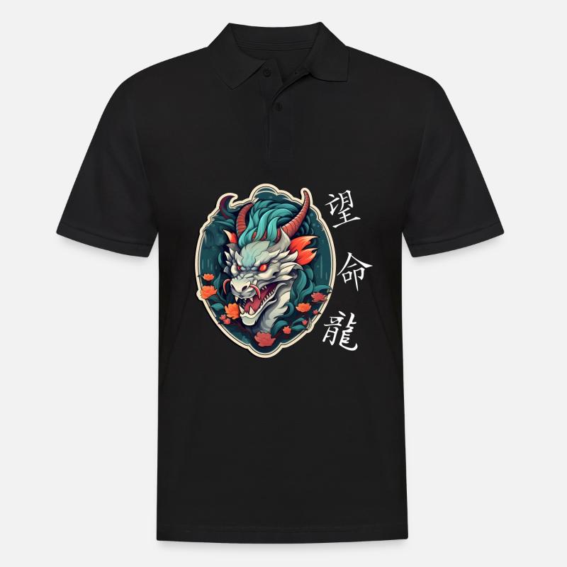 Chinesischer Drache, Dragon - Männer Poloshirt - Schwarz