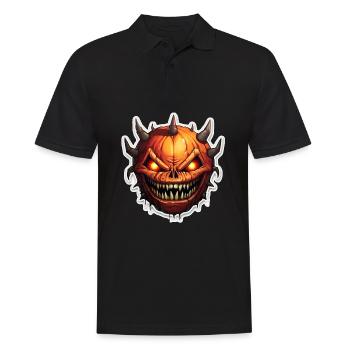 Horror Kürbis, Halloween Kürbis - Männer Poloshirt - Schwarz - Vorne - Kai (181cm)