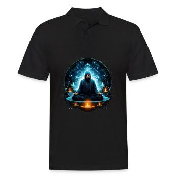 Buddha In Meditation - Männer Poloshirt - Schwarz - Vorne - Kai (181cm)