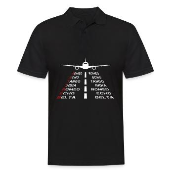 Pensionierter Pilot Phonetic Alphabet Aviation Plane - Männer Poloshirt - Schwarz - Vorne - Kai (181cm)