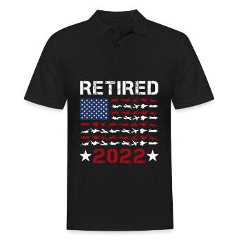 Retired Pilot 2022 USA Flag Airplanes Aviation - Men's Polo Shirt - black - Front - Kai (181cm)