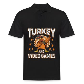 Türkei und Videospiele Thanksgiving 2022 Gamer - Männer Poloshirt - Schwarz - Vorne - Kai (181cm)