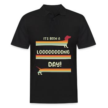 Es war ein langer Tag Lustiger Dackelwursthund - Männer Poloshirt - Schwarz - Vorne - Kai (181cm)