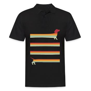 Langer Wiener Hund Retro Dackel - Männer Poloshirt - Schwarz - Vorne - Kai (181cm)