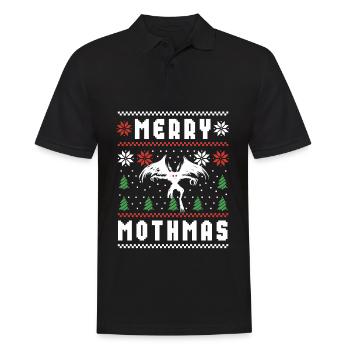 Mothman Hässlicher Weihnachtspullover Merry Mothmas - Männer Poloshirt - Schwarz - Vorne - Kai (181cm)