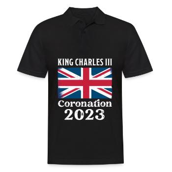 Krönung 2023 König Karl III. - Männer Poloshirt - Schwarz - Vorne - Kai (181cm)