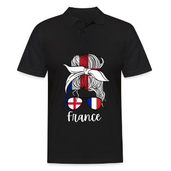 France Moitié Anglais Moitié Français Fille Angleterre Drapeau - Polo Homme - noir - Devant - Kai (181cm)