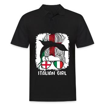 Italienisches Mädchen Italien England Flagge Italia, Ragazza - Männer Poloshirt - Schwarz - Vorne - Kai (181cm)
