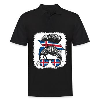 Islande Islande Flag Filles Islandais Fille Enfants - Polo Homme - noir - Devant - Kai (181cm)