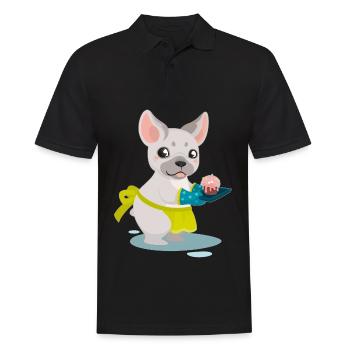 Cute Bulldog Cake Puppy Puppy Pug Gift - Men's Polo Shirt - black - Front - Kai (181cm)
