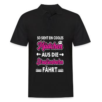 Straßenbahn Mädchen Stadtbahn Straßenbahnfahrerin - Männer Poloshirt - Schwarz - Vorne - Kai (181cm)