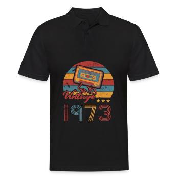 Birthday 1973 Cassette Retro Vintage Year of construction - Men's Polo Shirt - black - Front - Kai (181cm)