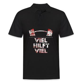 Strongman Powerlifting Motif Much Helps Much Weiss - Men's Polo Shirt - black - Front - Kai (181cm)