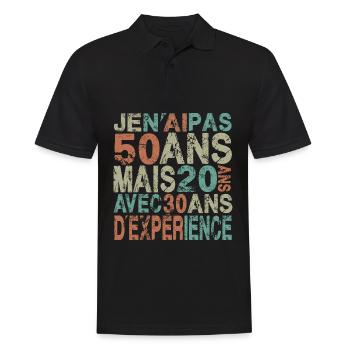 50 ans, anniversaire 50 ans - Polo Homme - noir - Devant - Kai (181cm)