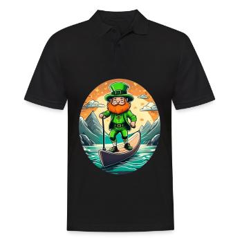 St. Patrick's Day Shamrock Stand Up Paddle SUP - Men's Polo Shirt - black - Front - Kai (181cm)