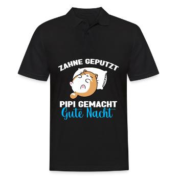 Katzen Schlafshirt Dicke Katze Gute Nacht - Männer Poloshirt - Schwarz - Vorne - Kai (181cm)