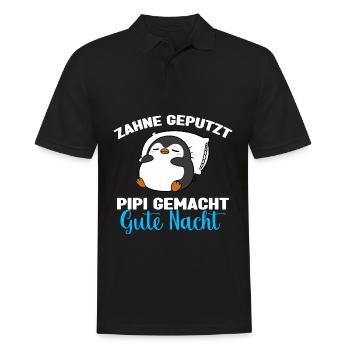 Pinguin Schlafshirt Pinguin Gute Nacht - Männer Poloshirt - Schwarz - Vorne - Kai (181cm)