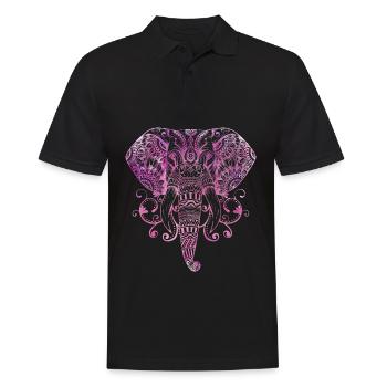 MANDALA ELEFANT GANESHA BUDDHISMUS - Männer Poloshirt - Schwarz - Vorne - Kai (181cm)