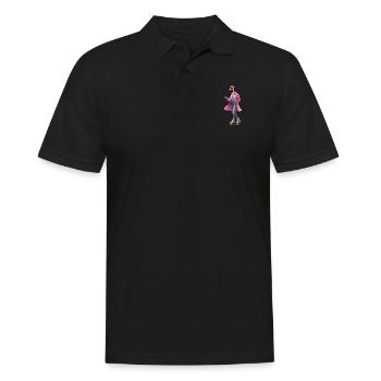 Rollerskating Flamingo - Männer Poloshirt - Schwarz - Vorne - Kai (181cm)