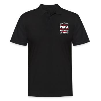 Meilleur Papa Avec Deux Filles Comme Les Miennes - Polo Homme - noir - Devant - Kai (181cm)