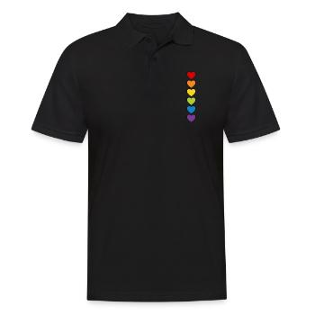 LGBT CSD LGBTQ+ HERZ REGENBOGEN HERZEN PRIDE MONTH - Männer Poloshirt - Schwarz - Vorne - Kai (181cm)