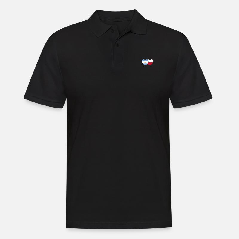 Argentine Pologne Drapeau Cœur - Polo Homme - noir