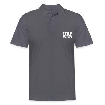 Stop war - Polo Homme - charbon - Devant - Nico (186cm)