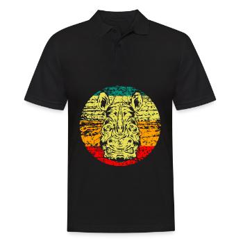 Tête de rhinocéros vintage - Polo Homme - noir - Devant - Kai (181cm)