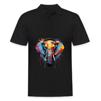 Elephant with headphones music - Men's Polo Shirt - black - Front - Kai (181cm)
