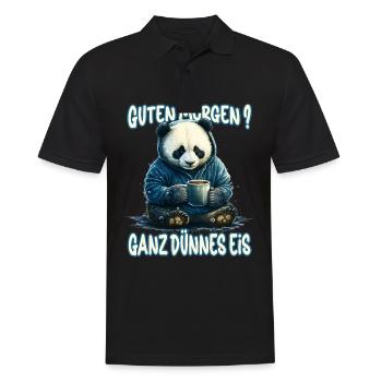 Ganz Dünnes Eis Morgenmuffel Panda Bär Kaffee - Männer Poloshirt - Schwarz - Vorne - Kai (181cm)
