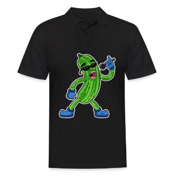 Gurke singt lustige Illustration Gemüse Geschenk - Männer Poloshirt - Schwarz - Vorne - Kai (181cm)
