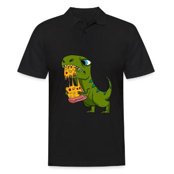 Dino Dinosaur Pizza Fast Food Eating Gift - Men's Polo Shirt - black - Front - Kai (181cm)